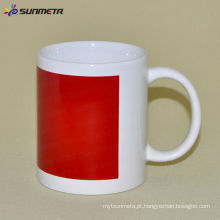 11 oz sublimação caneca branca com remendo vermelho mudança de cor Sunmeta em yiwu